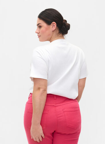 Ribbad t-shirt i bomull, Bright White, Model image number 1