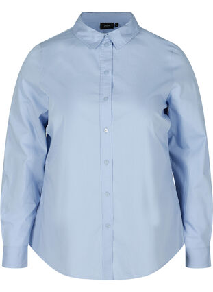 Ekologisk bomullsskjorta med krage och knappar, Blue Heron, Packshot image number 0