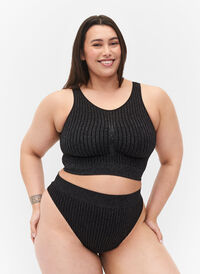 Glittriga g-string med normalhög midja, Black w. Lurex, Model