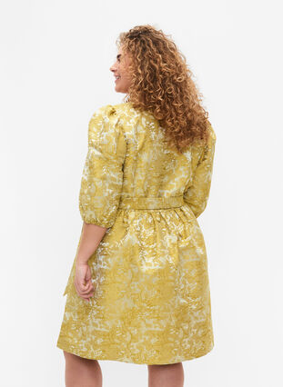 Kort omlottklänning med 3/4-ärmar, Pear Liqueur, Model image number 1