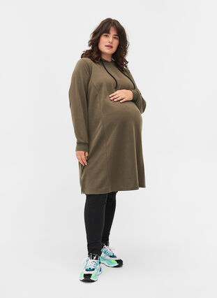 Gravidklänning med huva, Ivy Green, Model image number 2