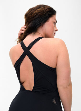 Baddräkt med korsad rygg, Black, Model image number 2