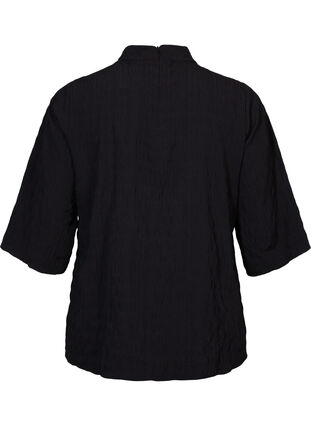 Blus med hög hals och 3/4-ärmar, Black, Packshot image number 1