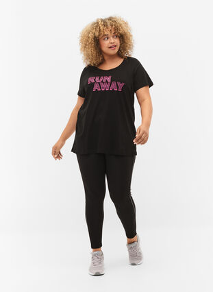 Sport t-shirt med tryck, Black w. Run Away, Model image number 2