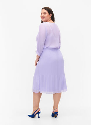 Plisserad kjol i midilängd, Lavender SOLID, Model image number 1