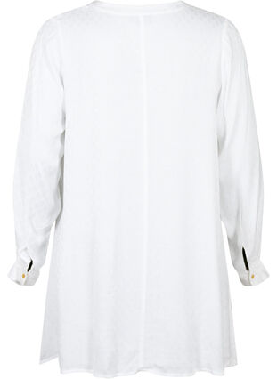 Viskos tunika med ton-i-ton mönster, Bright White, Packshot image number 1