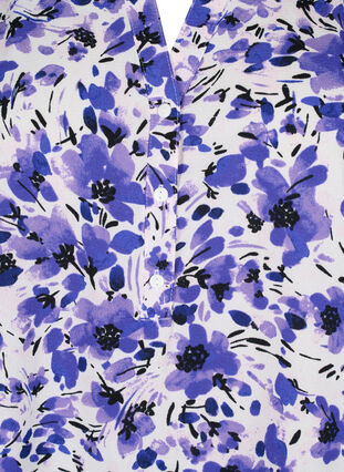 V-ringad blus med korta ärmar, Purple Small Flower, Packshot image number 2