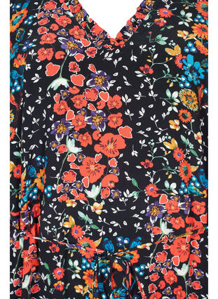 Blommig klänning i viskos, Black Flower, Packshot image number 2