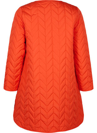 Quiltad jacka med knappar, Tangerine Tango, Packshot image number 1