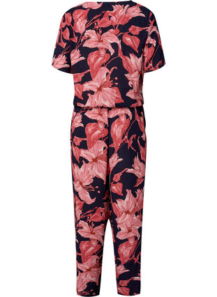 Byxdress i viskos med korta ärmar, N. Sky Sketch Flower, Packshot image number 1