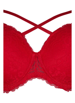 Vadderad bh med spets och snörning, Red Ass., Packshot image number 2