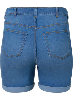 Jeansshorts med hög midja och slim fit, Medium Blue Denim, Packshot image number 1