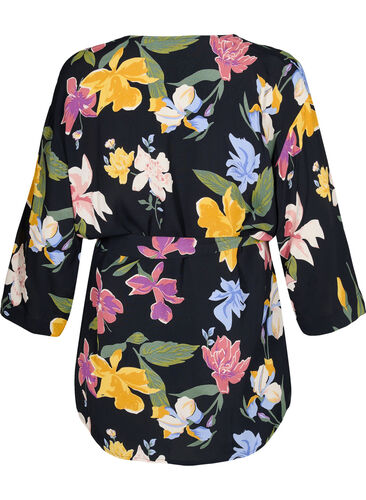 Blommig kimono i viskos, Big Flower AOP, Packshot image number 1
