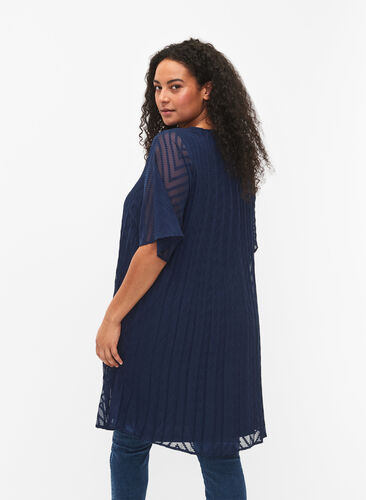 Kortärmad klänning med struktur, Navy Blazer, Model image number 1