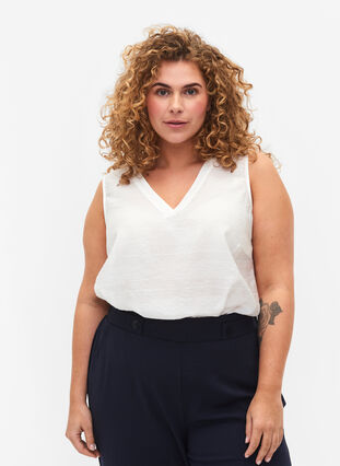 Topp i viskos med struktur, Bright White, Model image number 0