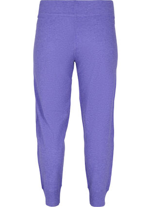 Stickade, melerade byxor med ribbade kanter, Purple Opulence Mel., Packshot image number 1