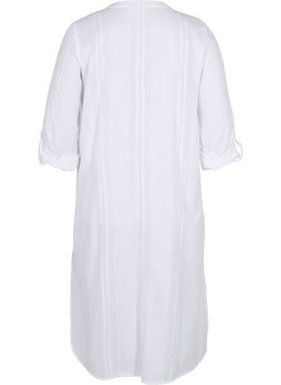 Skjortklänning i bomull med 3/4-ärmar, Bright White, Packshot image number 1
