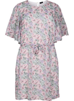 Blommig klänning med knytband, Flower AOP, Packshot image number 0