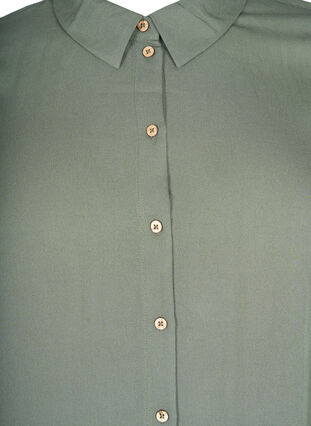 Lång enfärgad skjorta i viskos, Thyme, Packshot image number 2