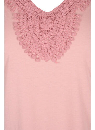 Topp med v-hals och spetsdetaljer, Rose Tan Mel., Packshot image number 2