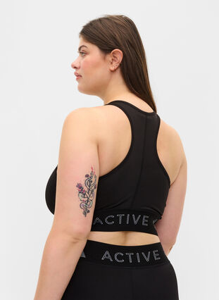 Sport-bh med texttryck, Black, Model image number 1