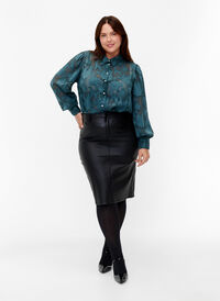 Coated kjol med slits, Black, Model