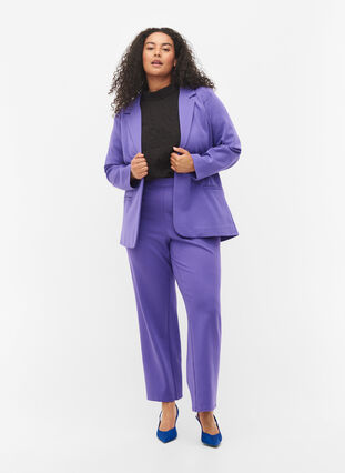 Blus med hög hals och 3/4-ärmar, Black, Model image number 2