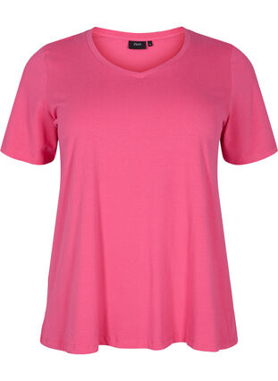 Enfärgad t-shirt i bomull, Hot Pink, Packshot image number 0