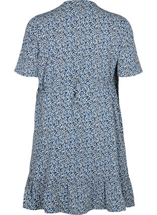 Blommig omlottklänning med korta ärmar, Petit Blue Flower, Packshot image number 1