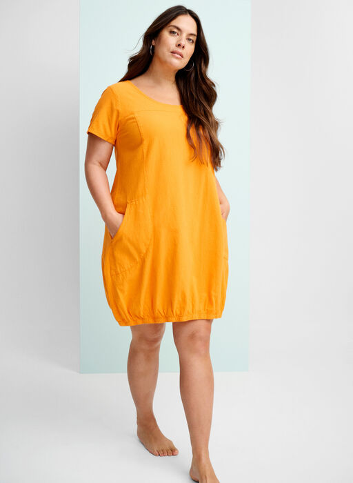 Kortärmad klänning i bomull, Orange Tiger, Image image number 0
