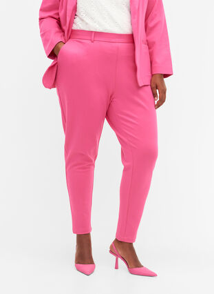 Croppade byxor med fickor, Shocking Pink, Model image number 2