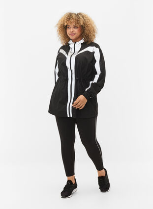 Sportjacka med reflexer och justerbar midja, Black w. Reflex, Model image number 1
