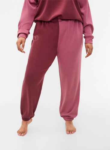 Sweatpants med colour block, Red Mahogany/RoseBr., Model image number 2