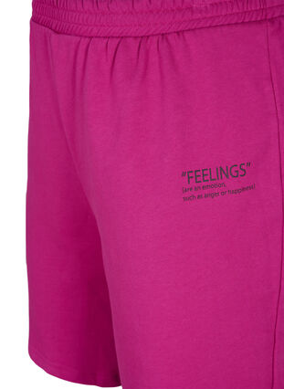Shorts i sweatshirtmaterial med texttryck, Festival Fuchsia, Packshot image number 2