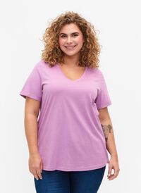 V-ringad t-shirt i bomull, Lavender Herb, Model