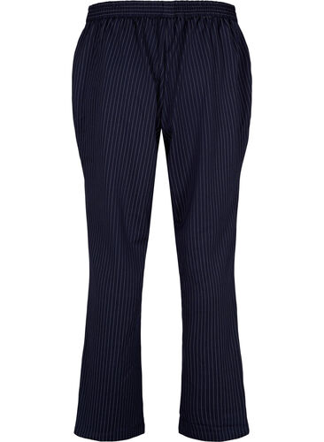 Kritstrecksrandiga byxor med raka ben, Navy Stripe, Packshot image number 1