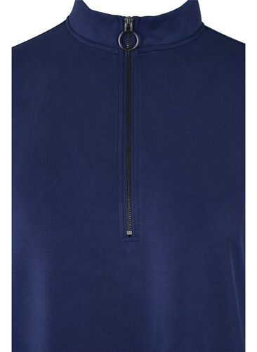 Tunika i sweatshirtmaterial med hög krage och dragkedja, Medieval Blue, Packshot image number 2