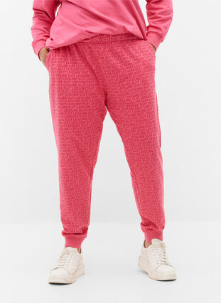 Sweatpants med tryck och fickor, Hot Pink AOP, Model image number 2