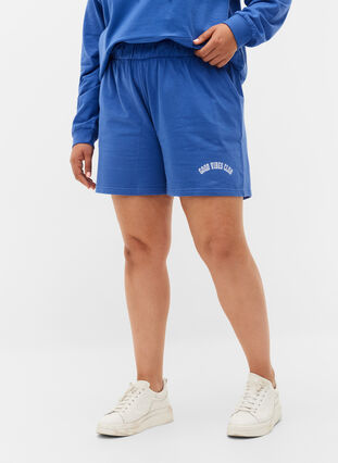 Sweatshirtshorts med fickor, Dazzling Blue, Model image number 2