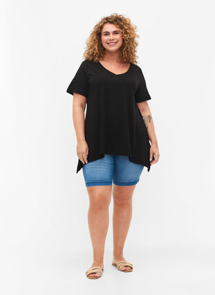 T-shirt i bomull med korta ärmar, Black SOLD, Model image number 2