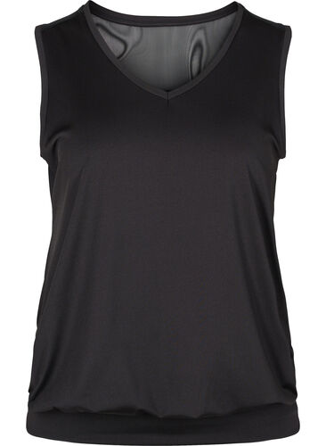 Träningstopp med resår i nederkant, Black, Packshot image number 0