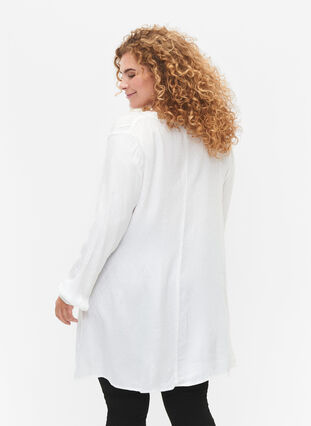 Viskos tunika med ton-i-ton mönster, Bright White, Model image number 1