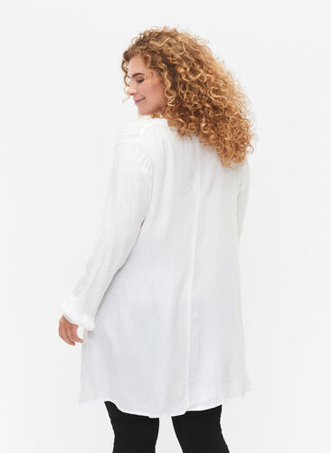 Viskos tunika med ton-i-ton mönster, Bright White, Model image number 1