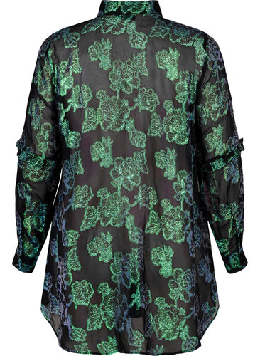 Lång skjorta i viskos med lurex, Black W. Green Lurex, Packshot image number 1