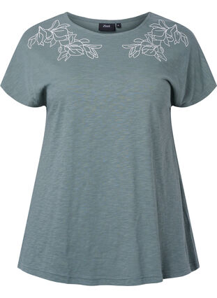 T-shirt i bomull med tryck, Balsam Green Leaf, Packshot image number 0