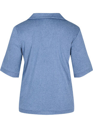 Melerad topp med krage och 2/4 ärmar, Blue Melange, Packshot image number 1
