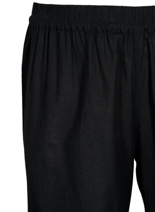 Croppade byxor i bomullsmix med linne, Black, Packshot image number 2