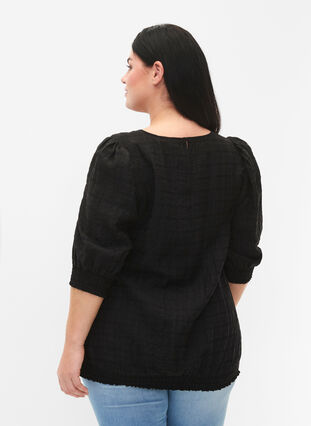 Smockblus med lyocell (TENCEL™), Black, Model image number 1