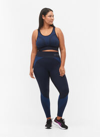 Seamless träningstights med ränder, Black w. Blue Depths, Model