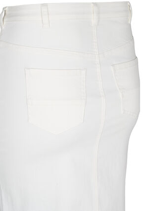 Knälång jeanskjol med slits, White, Packshot image number 3